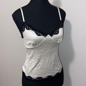 Lace crinkled silk-like camisole Fits like XS/S but has no tags. champagne color